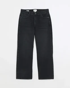 River Island Petite high waisted straight leg jeans Black Best