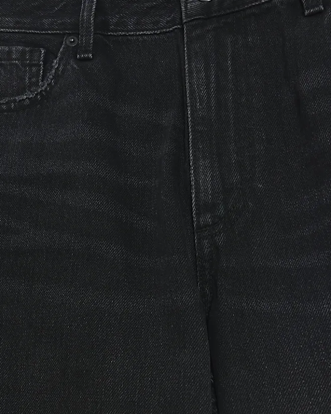 River Island Petite high waisted straight leg jeans Black Best