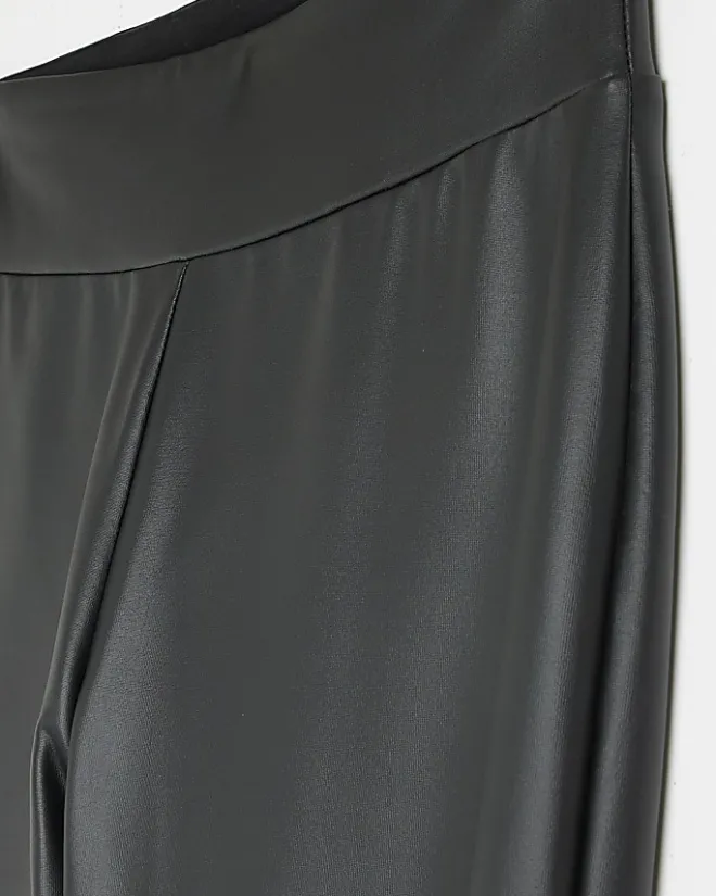 River Island Petite high waisted coated leggings Black Fashion