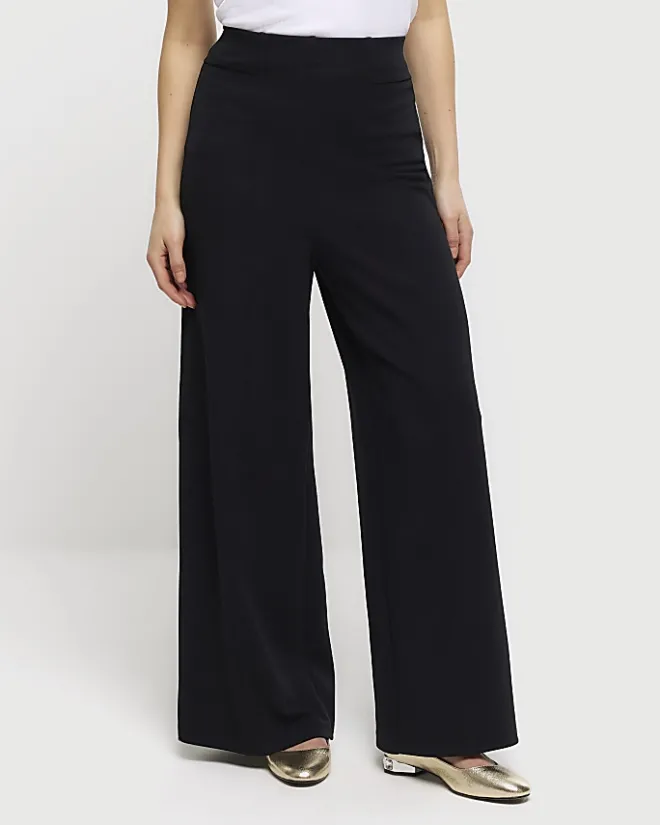 River Island Petite stitched wide leg trousers Black Fashion