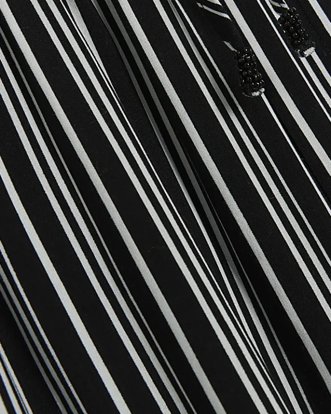 River Island Petite stripe wide leg trousers Black Sale