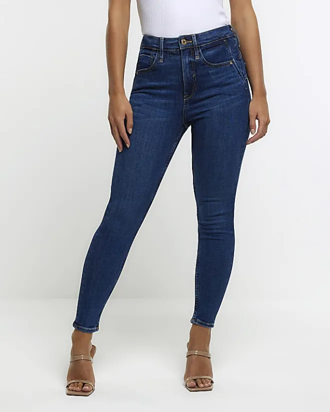 River Island Petite high waist skinny jeans Blue Best