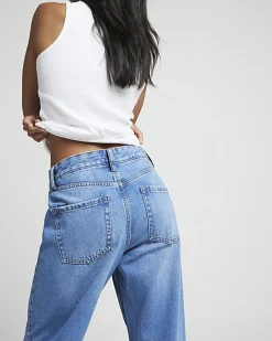 River Island Petite relaxed straight jeans Blue Best