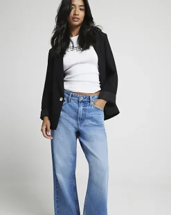 River Island Petite relaxed straight jeans Blue Best