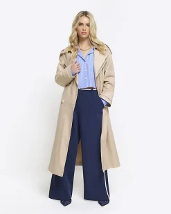 River Island Petite stripe crop shirt Blue Clearance