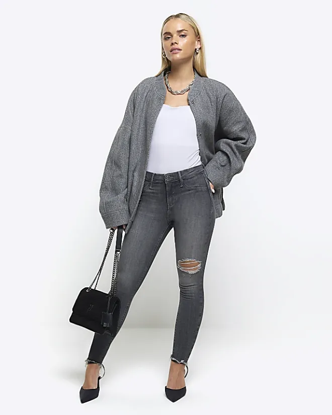 River Island Petite bum sculpt ripped jeggings Grey Best