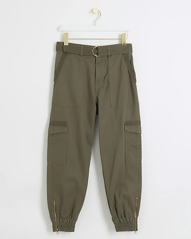 River Island Petite belted utility cargo trousers Khaki Hot