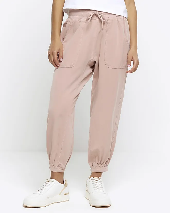 River Island Petite lyocell cuffed joggers Pink Clearance