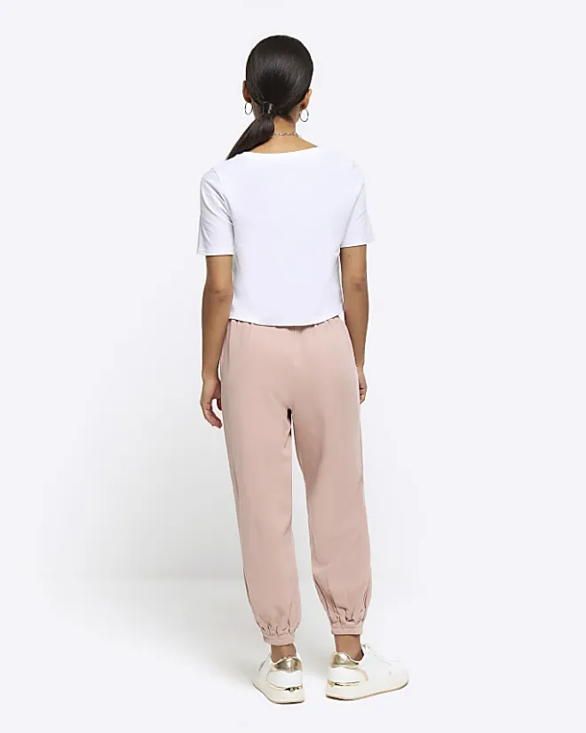 River Island Petite lyocell cuffed joggers Pink Clearance