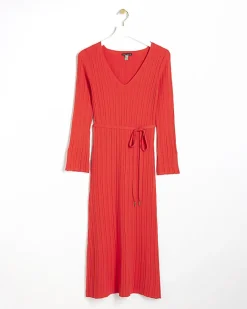 River Island Petite knit rib jumper maxi dress Red Fashion