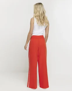 River Island Petite side stripe wide leg trousers Red Hot