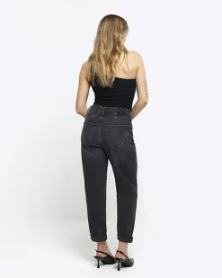 River Island Petite Washed Mom Sculpt Jeans Black Online