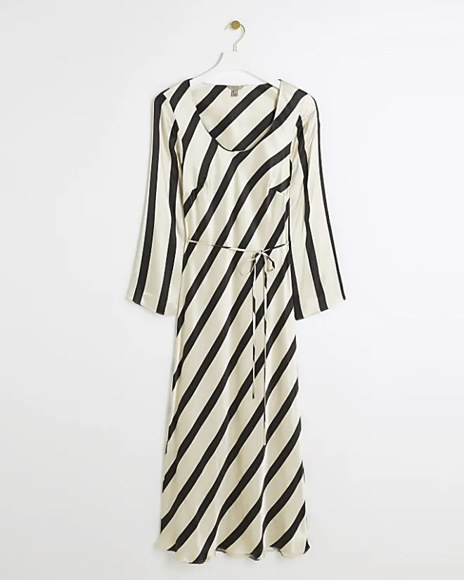 River Island Petite satin stripe slip midi dress White Fashion