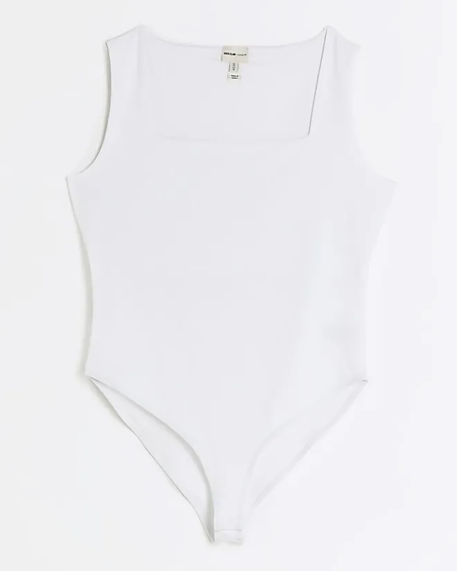River Island Petite square neck bodysuit White New