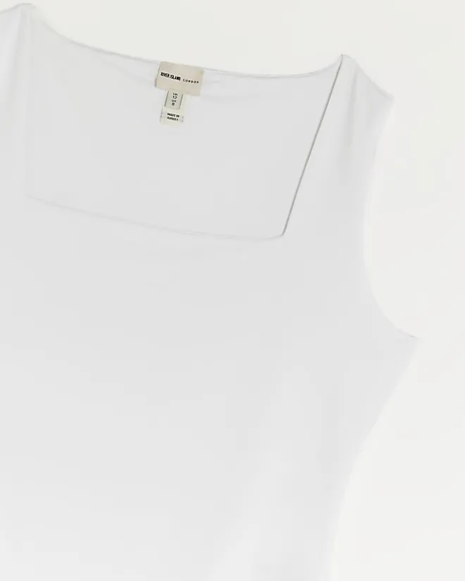 River Island Petite square neck bodysuit White New