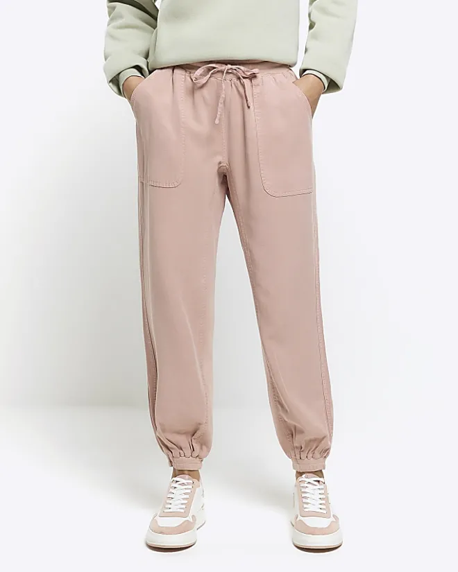 River Island lyocell cuffed joggers Pink Sale