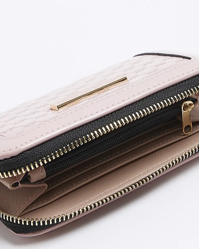 River Island patent embossed purse Pink Clearance