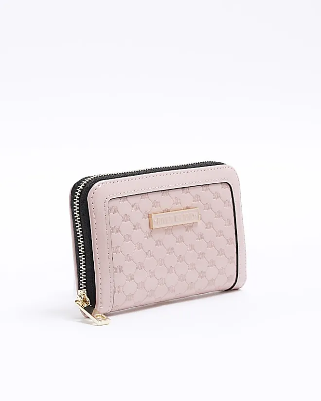 River Island patent embossed purse Pink Clearance