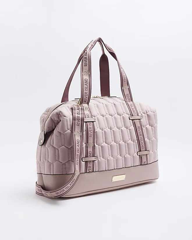 River Island soft quilted travel bag Pink Outlet