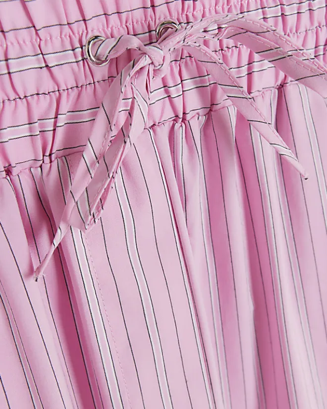 River Island stripe straight pull on trousers Pink Discount