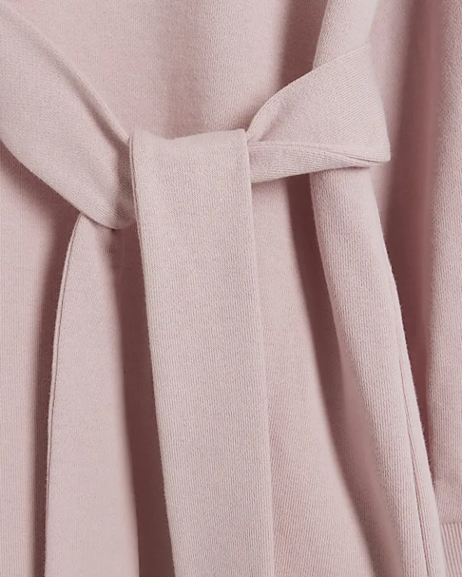 River Island tie side sweatshirt mini dress Pink Fashion