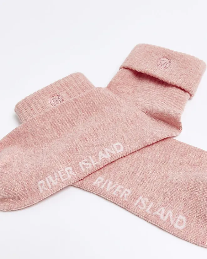 River Island turned hem socks Pink Hot