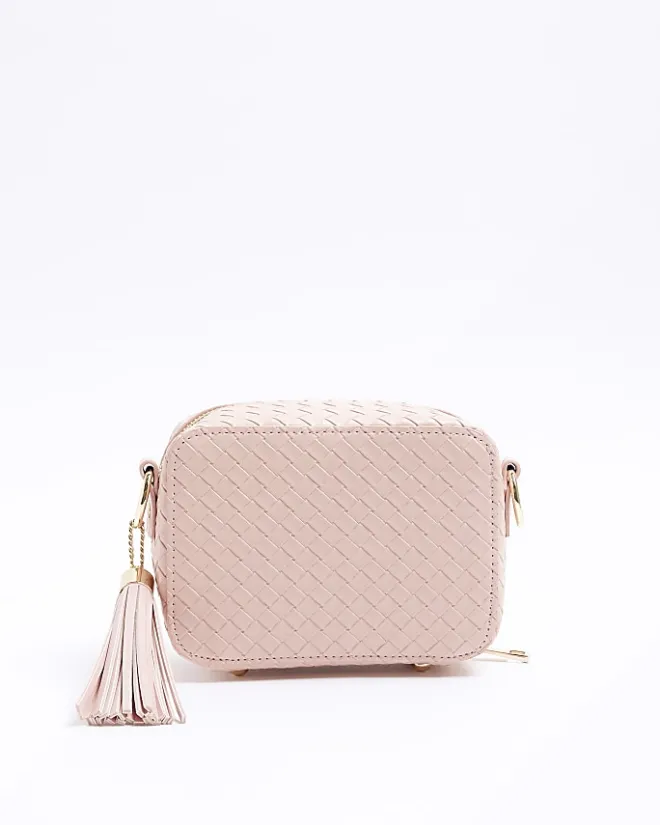 River Island weave cross body bag Pink Online