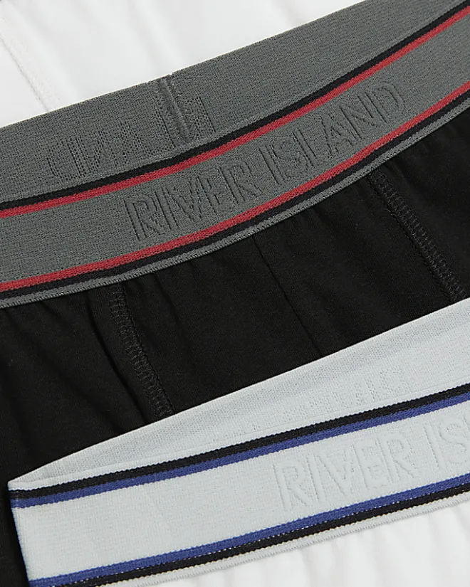 River Island 4PK and White cotton stretch Trunks Black Discount