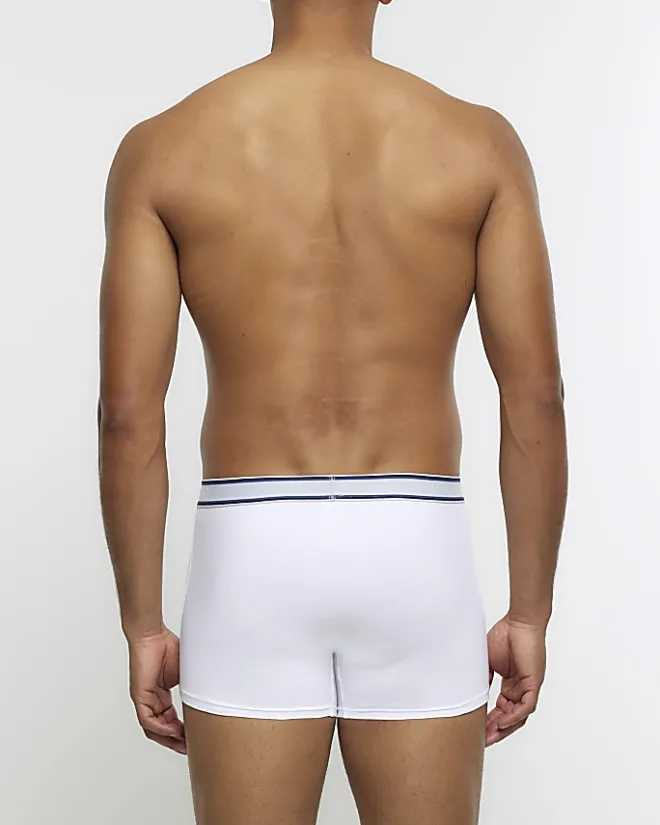 River Island 4PK and White cotton stretch Trunks Black Discount