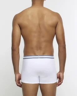 River Island 4PK and White cotton stretch Trunks Black Discount