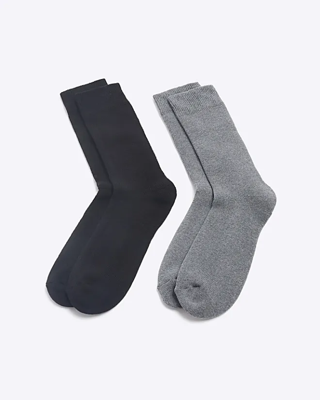 River Island 2PK boot socks Black Online