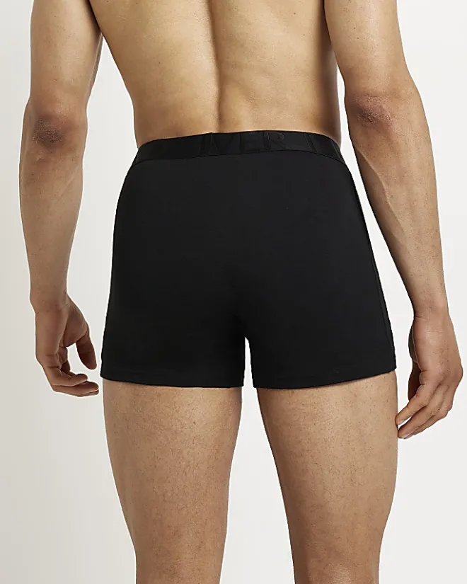 River Island 5PK cotton stretch RI trunks Black Best