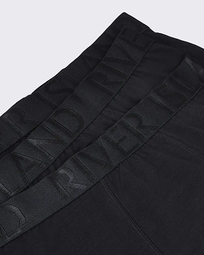 River Island 5PK cotton stretch RI trunks Black Best