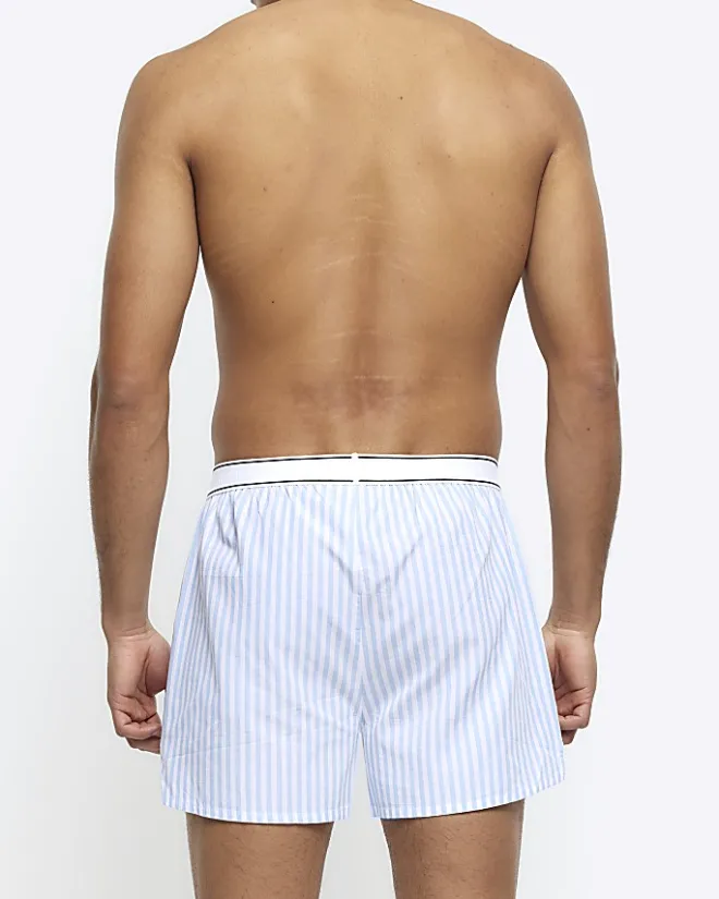 River Island 3PK check boxer shorts Blue Hot