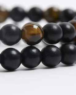 River Island 2PK beaded bracelet Brown Discount