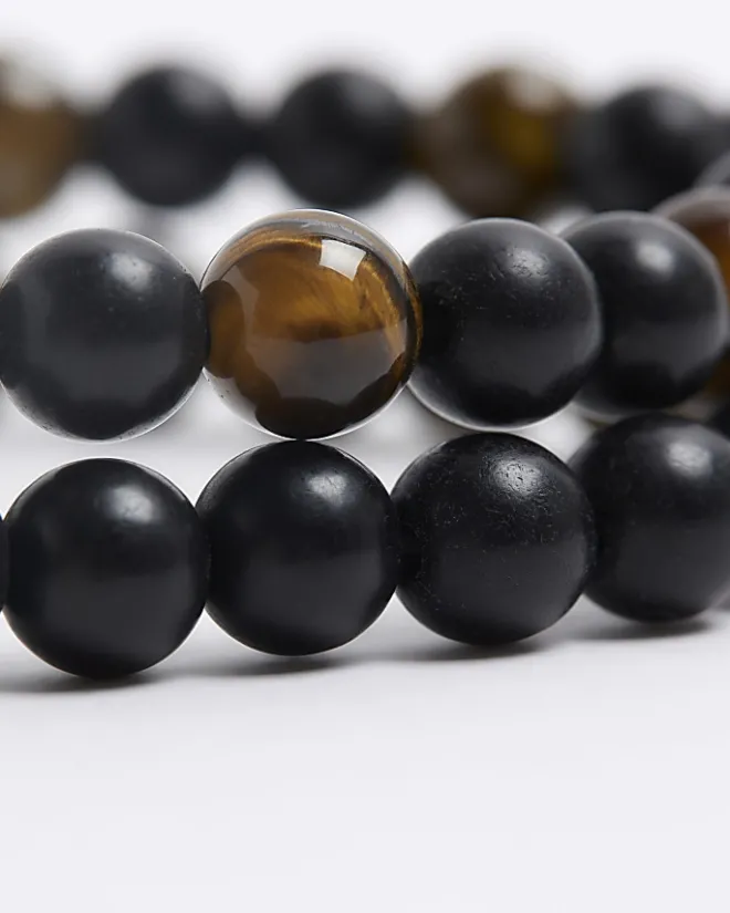 River Island 2PK beaded bracelet Brown Discount