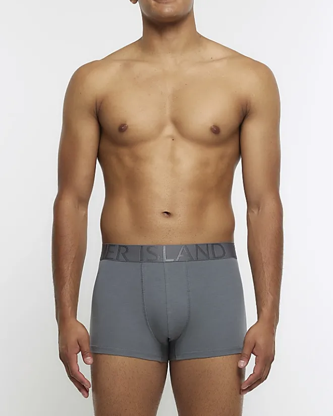 River Island 4PK Dark cotton stretch trunks Grey Outlet