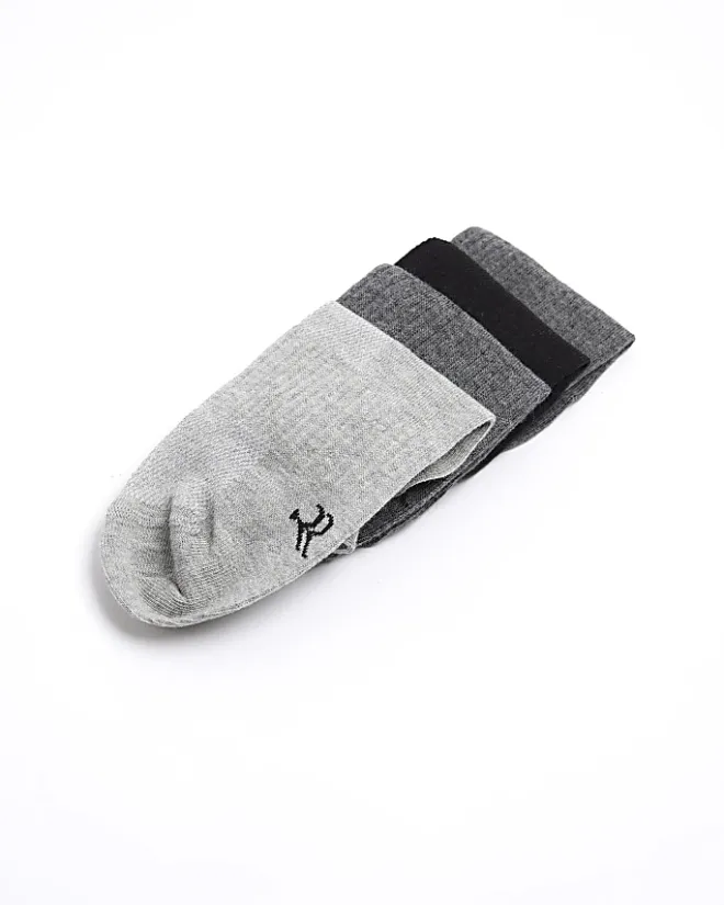 River Island 5PK Rib Trainer Socks Grey Best