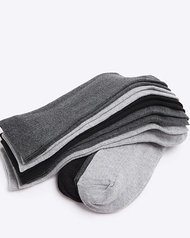 River Island 5PK ribbed ankle socks Grey Fashion