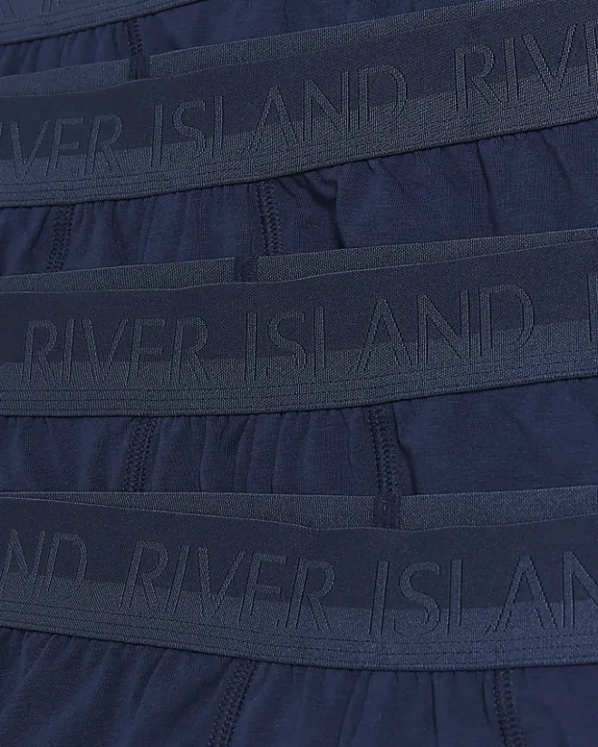 River Island 4PK Cotton Stretch RI trunks Navy Online