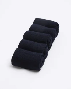 River Island 5PK ribbed ankle socks Navy Discount