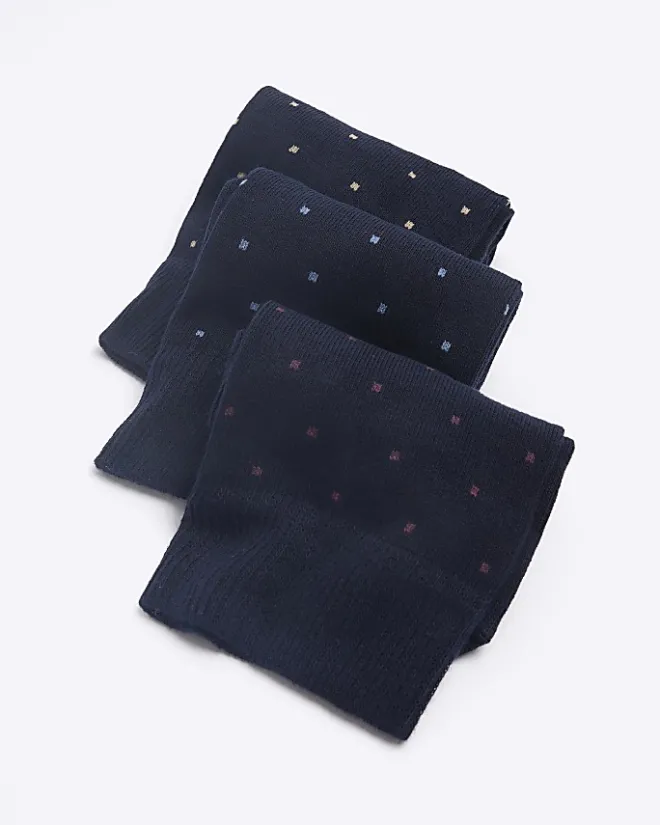 River Island 5PK spot ankle socks Navy Fashion
