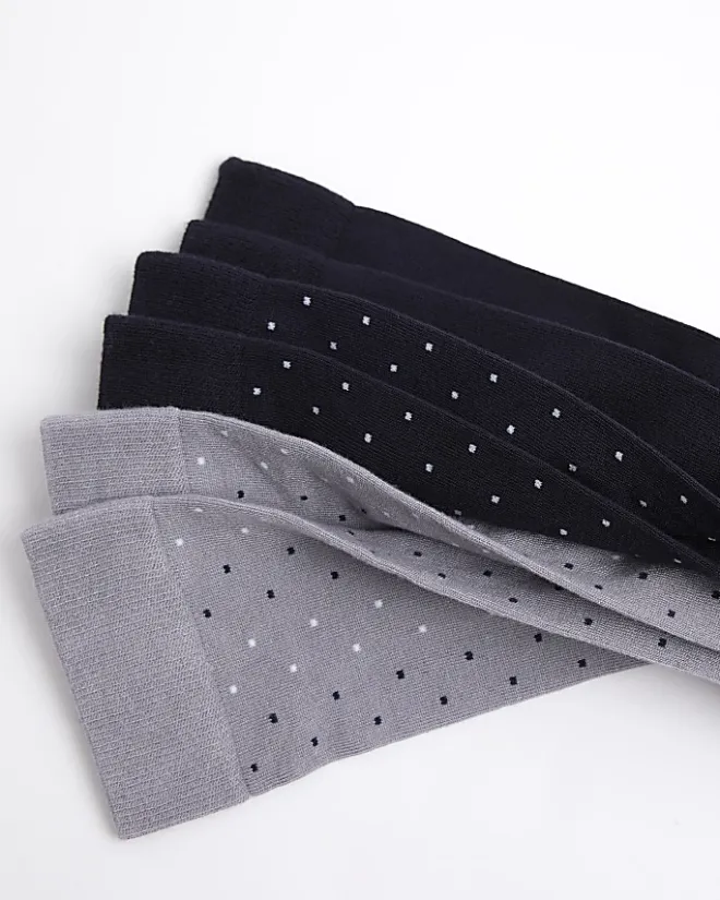 River Island 3PK spot bamboo ankle socks Navy Fashion