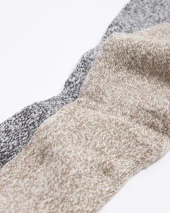 River Island 2pk Neutral knit boot socks Navy Sale