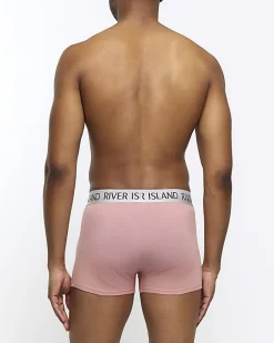 River Island 4PK Cotton Stretch RI trunks Pink Hot