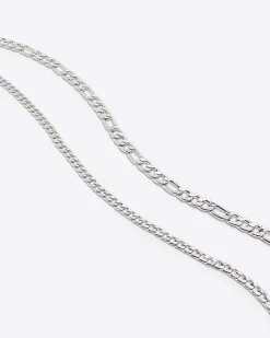 River Island 2PK silver colour chain necklace Grey Best