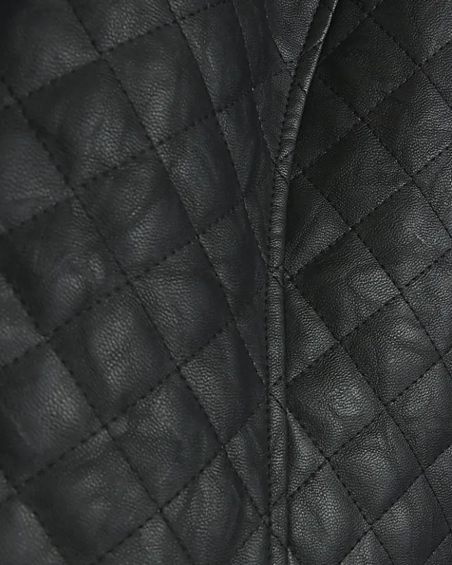 River Island Plus faux leather quilted blazer Black Best