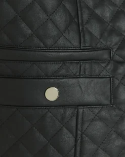 River Island Plus faux leather quilted blazer Black Clearance
