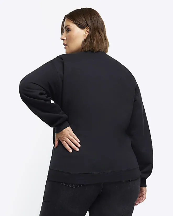 River Island Plus foil graphic sweatshirt Black Hot
