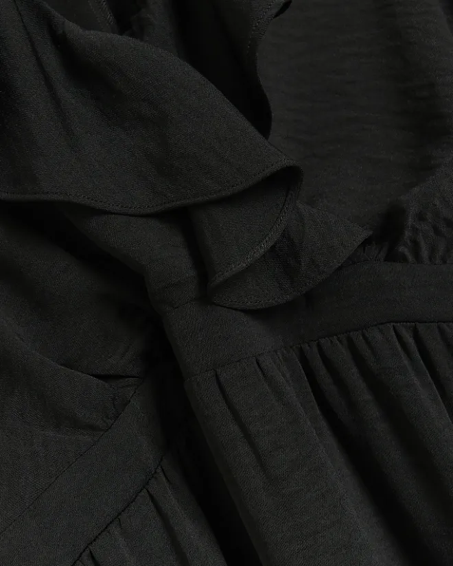 River Island Plus frill swing maxi dress Black Hot